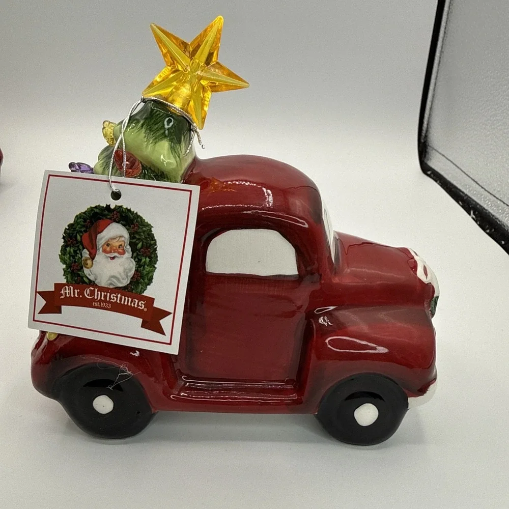 Mr Christmas Red Truck Farm Fresh Trees Set of 6 Lighted Tree‎ Top Holiday Decor